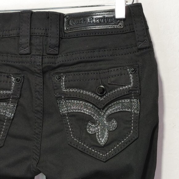 Rock Revival Beliss Mid Rise Skinny Black Excellent Condition Size 26 - Picture 6 of 12